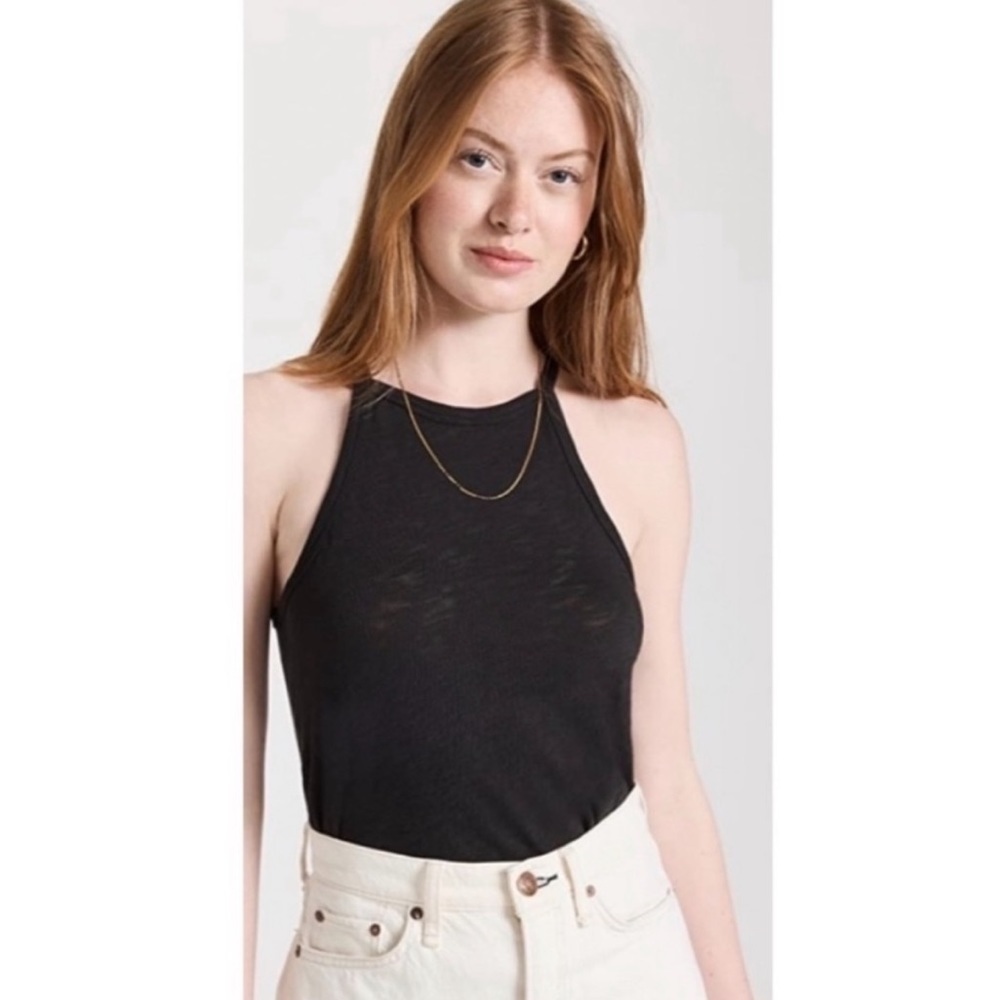 ATM Slub Jersey Halter Tank Top in Black.